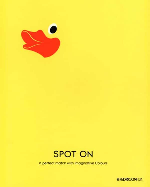 Becki Turner - Image of a duck's beak and eyes against a yellow background as promotion for Fedrigoni papers