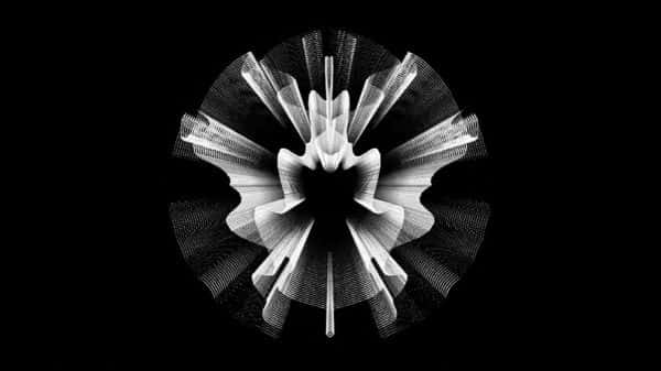 Marian Saunders - Spherical wave pattern with symmetrical white flairs on black background