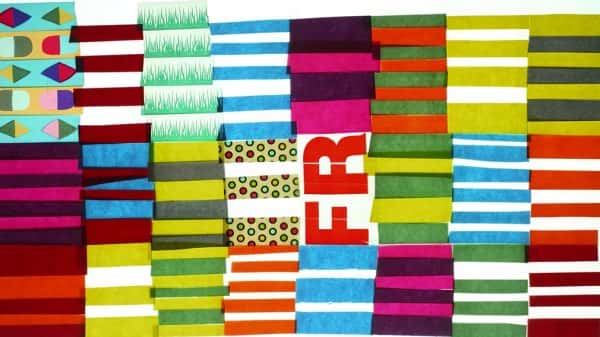 Ranieri Spina - colourful strips of fabric and washi tape on a white backlight