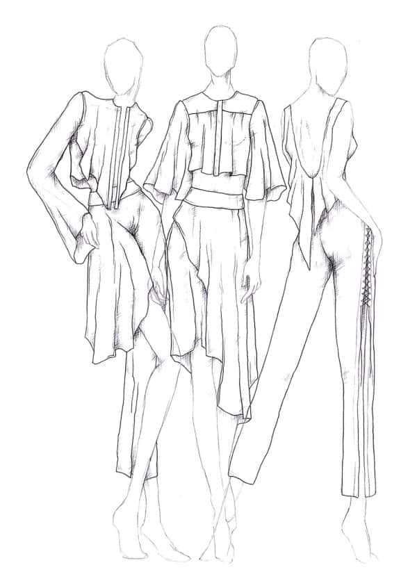 Uzair Khan - Outline sketches of a planned outfit