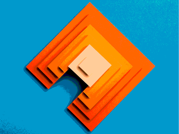 Jonathan Charlton - Image of orange squares on a blue background