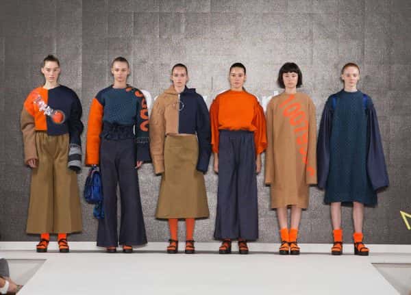 Daisy Clarke - Image of an orange and denim catwalk collection by NUA Fashion student Daisy Clarke