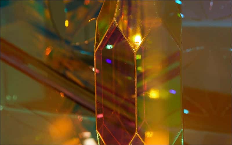 Light reflecting through a stained glass display