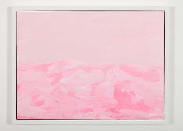 Island - Large acrylic painting on canvas shows a surreal pink island