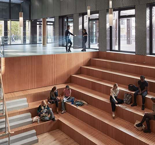  The Danish steps area in the Duke Street Riverside building at Norwich University of the Arts